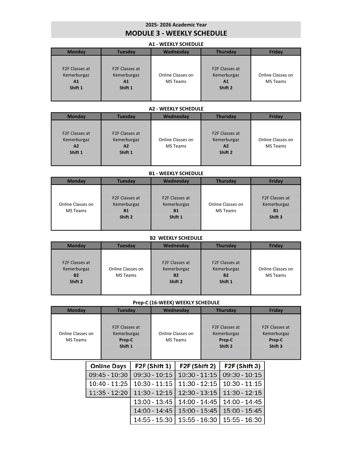 Module 3 - Classes, Rooms and Schedules | BAU