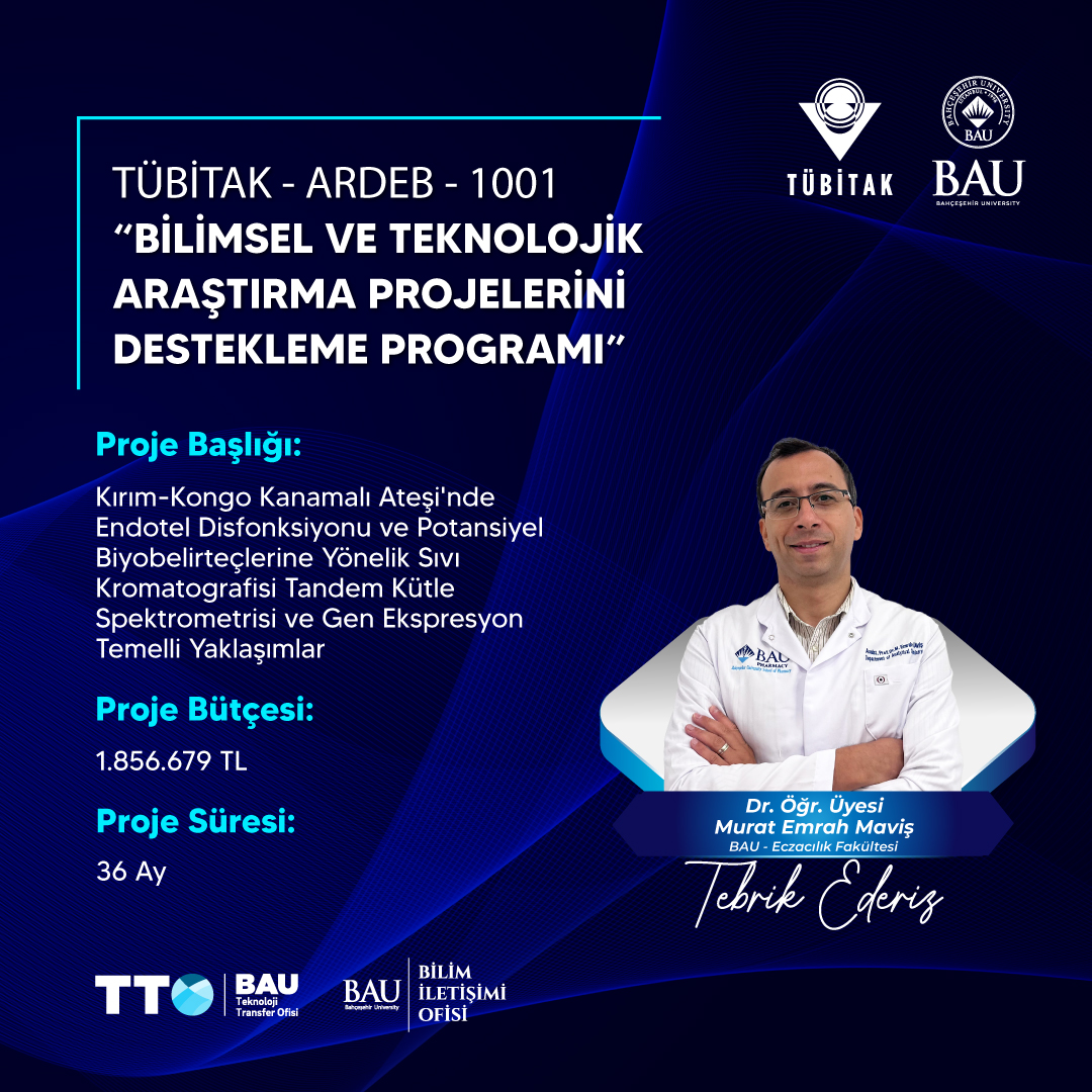 BAU Eczacılık Fakültesi Akademisyenimizin TÜBİTAK 1001 Projesine Destek
