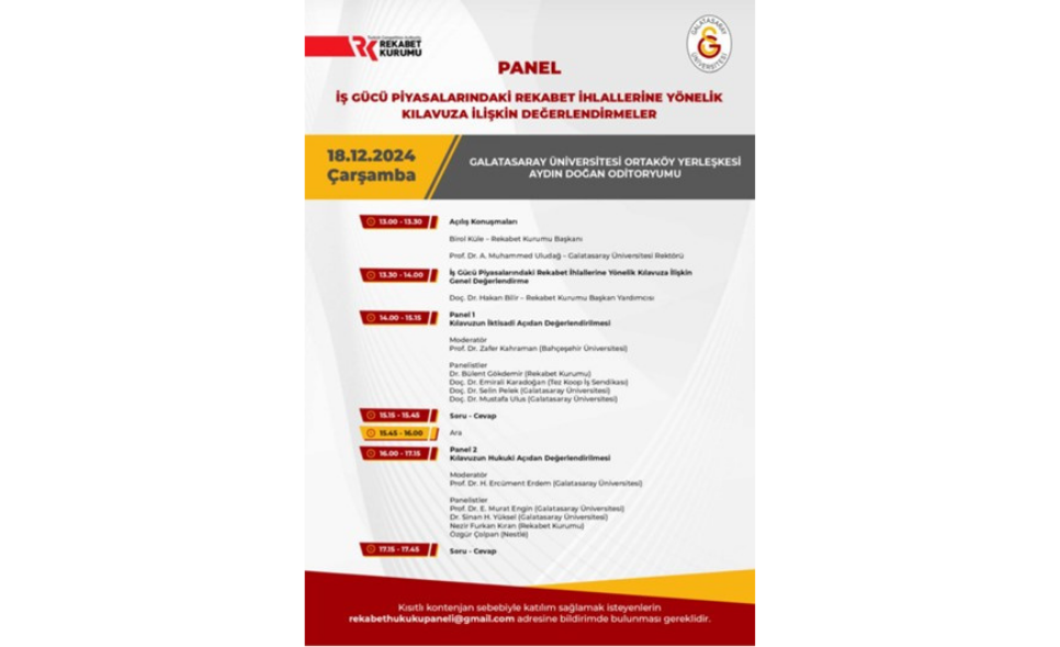 Prof. Dr. Zafer Kahraman, İş Gücü Piyasalarındaki Rekabet İhlalleri Panelinde Moderatörlük Yaptı