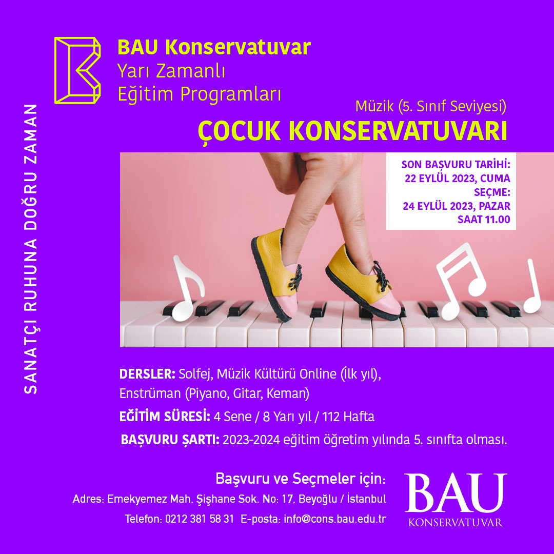 BAU Konservatuvarı & Yarı Zamanlı Çocuk Konservatuvarı Müzik Eğitimi Sertifika Programı