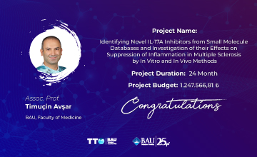 Assoc. Dr. Timuçin Avşar's Project Support Within the Scope of TÜBİTAK 1001 Program!