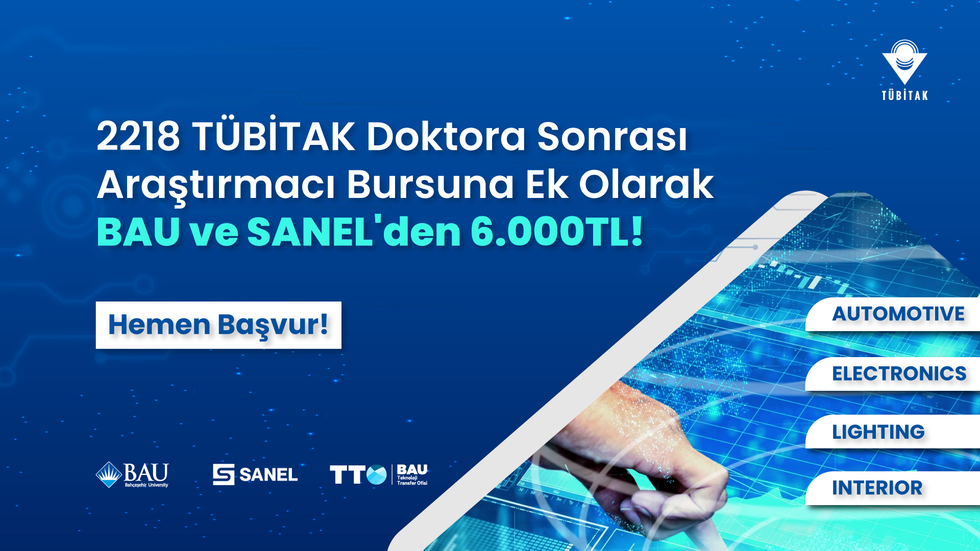 2218 - Yurt İçi Doktora Sonrası Araştırma Burs Programına BAU'dan 6.000 TL Ek Destek