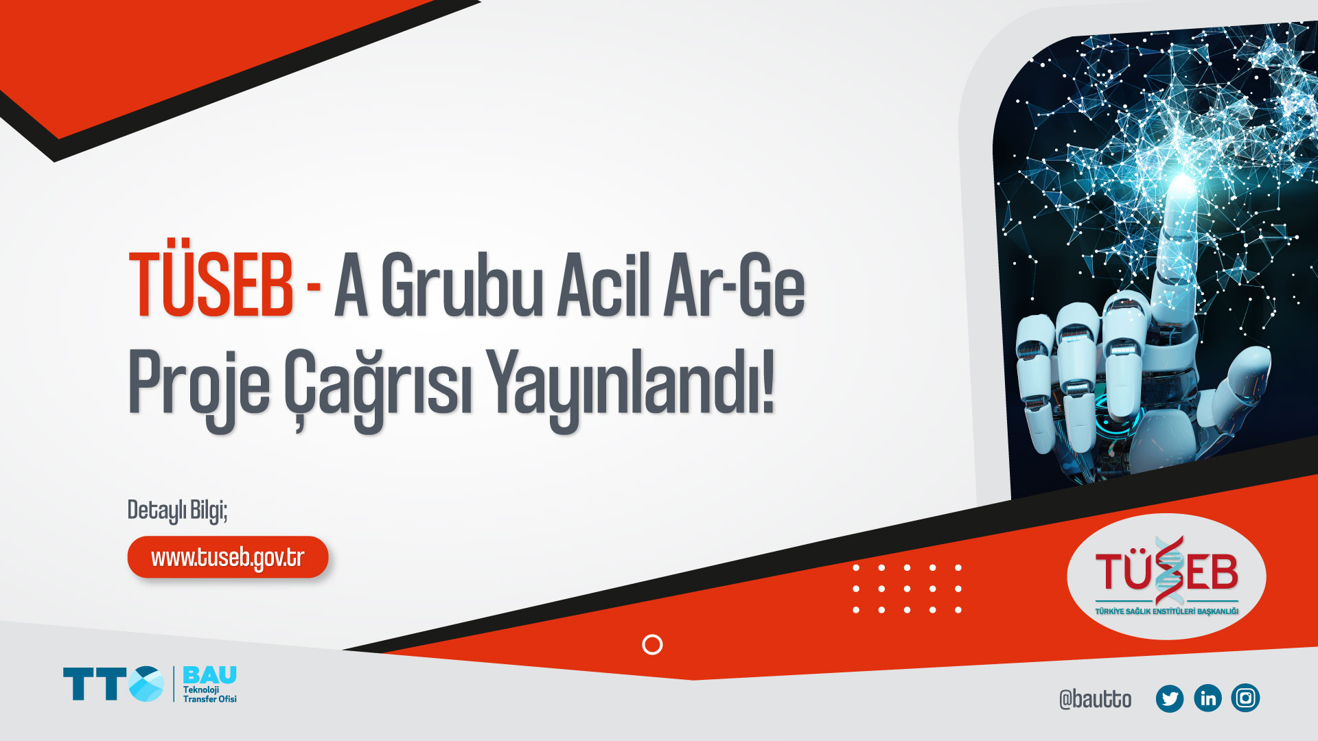 TÜSEB - A Grubu Acil Ar-Ge Proje Çağrısı Yayınlandı!